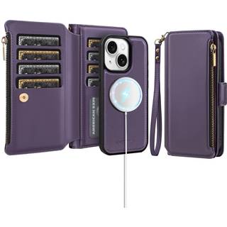Antsturdy til iPhone 14 Pung-etui med kreditkortholderslots Kompatibel med Magsafe Magnetic 2 i 1 Aftageligt PU-lder RFID-blokerende telefoncove