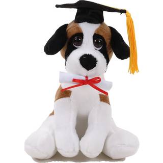 Plushland Cuddly Dog Toy Graduation Cap and Diploma fyllda djurplyschleksaker för examen dag 8 tum (beagle)