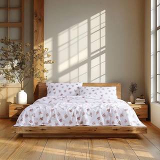 Linne garderob mjuk & mysig 100% bomullsflanellplåt set drottning rodnad blomma