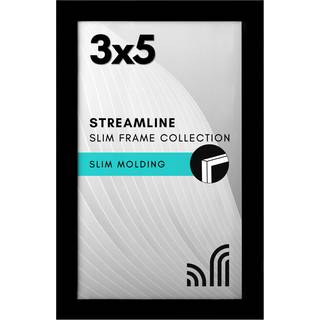 AmericanFlat 3x5 -billedramme med poleret krystalklart glas - Streamline Collection - tynd grænsefoto ramme til væg og bordplade - hængende hardw