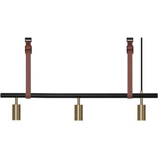 RUBN Long John Pendel 3 Spots (100 cm) Black/Brass Brown Leather