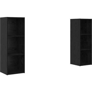 TV-møbelsæt 2 pcs Sort eg 107 x 35 x 37 cm Konstrueret træ