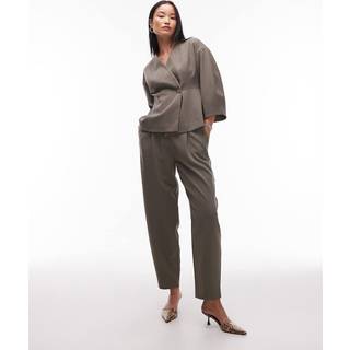 Sira Højtaljede Tailored Bukser, Covert Green, 38