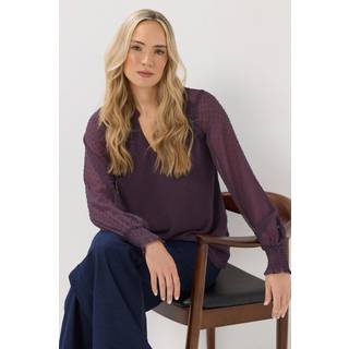 Lts Tall Purple Dobby Spot Shirred Cuff Top 20 Lts | Tall Women's Shirts & Blouses