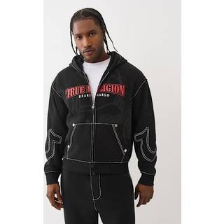 True Religion Cinched Zip Up Hoodie Black