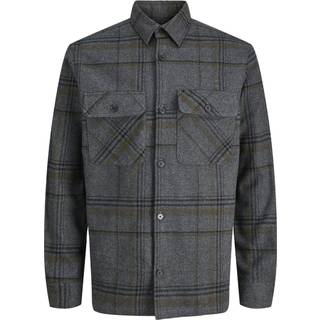 Jack & Jones Rayle Melange Check LS Overshirt Dark Grey
