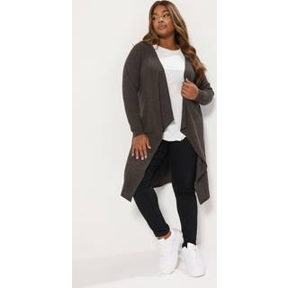 Yours Curve Yours Curve Brown Cut & Sew Waterfall Midaxi Cardigan