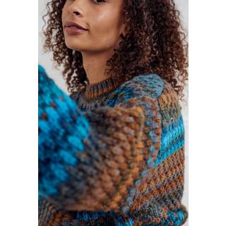 Noella Gio Knit Sweater Turquoise Brown Mix