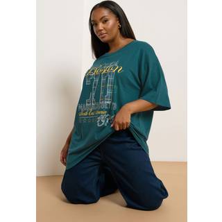 Yours Curve Yours Curve Green Placement Relaxed T-Shirt