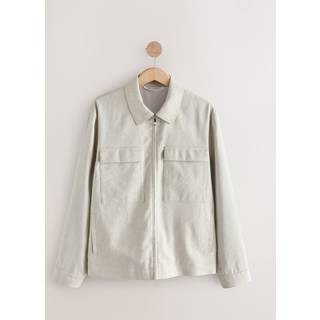 Next Ecru Cotton Linen Blend Shacket
