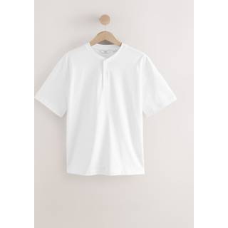 Next T-shirt i afslappet pasform, tungvægtsmandarinkrave 100% bomuld
