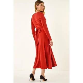 Roman Roman Twist Front Stræk Midi Kjole - 46