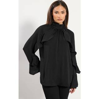 PixieGirl Petite PixieGirl Petite Long Sleeve Satin Frill Top