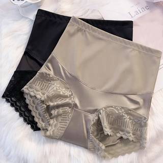 TEMU 2pcs Women's High-waisted Tummy Control Shapewear Shorts - Butt-lifting Breathable Mesh With Contrast Lace Trim, Striped Pattern, Seamless Lightweight Underwear For Casual Attire ( Grey)