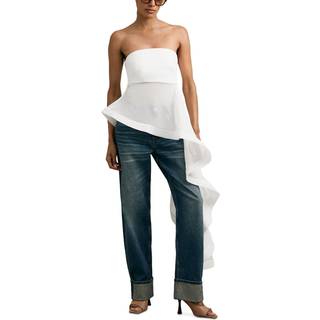 Reiss Reiss Ivory Rhianna Silk Asymmetric-Ruffle Bandeau Top