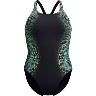 Women's Medalist Printed Swimsuit Black/Green - Turquoise