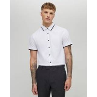 River Island River Island kortærmet skjorte med tippe og muskelpasform - small