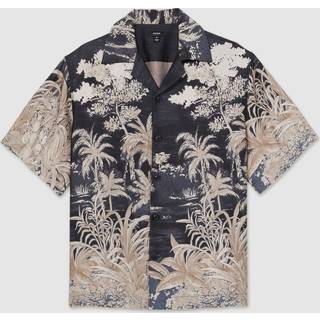 Reiss Reiss Black Yoshi Jungle Print Cuban-Collar Shirt - medium