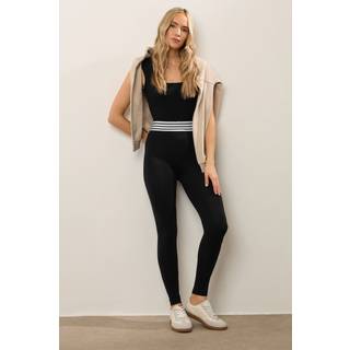 Lts Tall Black Cotton Stripe Waistband Leggings 18 Lts | Tall Women's Leggings