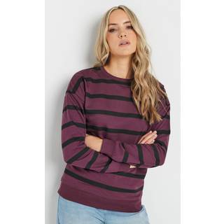 Lts Tall Burgundy Red Stripe Print Crew Neck Sweatshirt 8 Lts | Tall Women's Hoodies & Sweatshirts