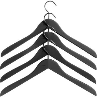 HAY - Soft Coat hanger 4 pcs, Slim black - Garderobestativer og bøjler - Sort