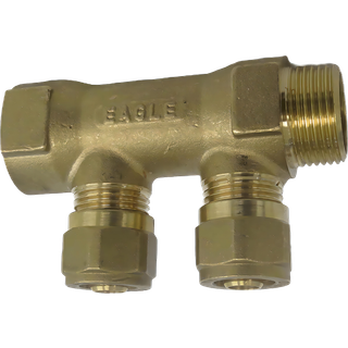 Komplet fordelerrør 2 tilslutninger 3/4" x 15 mm