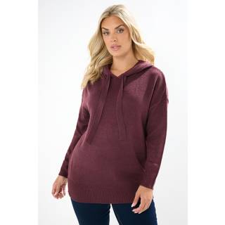 Yours Curve Yours Curve Red Hooded Seam Detail Jumper