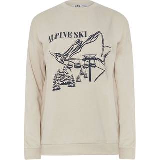 Lts Tall Stone Brown 'Alpine Ski' Slogan Sweatshirt 10 Lts | Tall Women's Hoodies & Sweatshirts
