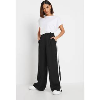 PixieGirl Petite PixieGirl Petite Black Side Stripe Contrast Wide Leg Trousers