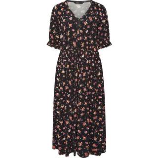 Yours Curve Yours Curve Black Floral Print Tie Front Maxi Dress - 22-24