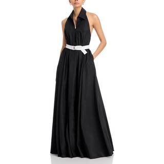 Norma Kamali Halterneck belted maxi dress - black - XS