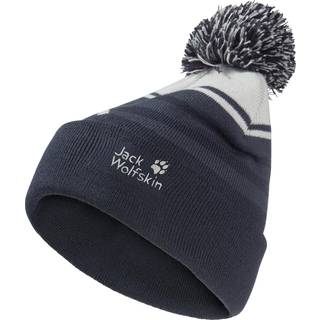 Jack Wolfskin Kid's Stripy Pompom Beanie Dark Navy, M