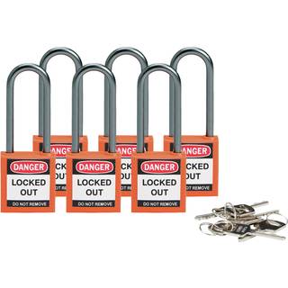 Kompakt sikkerhedshængelås - Robust forstærket nylon krop med aluminium sjækkel, fås i 10 farver, sjækkelhøjde 50,80 mm