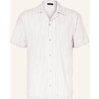 Reiss Reiss White/Soft Blue Max Textured Stripe Cuban Collar Shirt - medium
