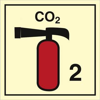 Portable fire extinguishers CO2 2 - Efterlysende plast HI150 - 150 x 150 mm