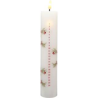 Kalenderlys LED m. julemotiv, H25 cm, Hvid