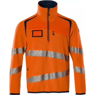 MASCOT ACCELERATE SAFE striktrøje med kort lynlås, hi-vis orange/mørk marine - S