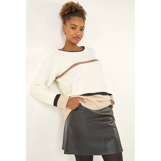 Roman Roman White Colourblock Stripe Knit Jumper