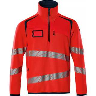 MASCOT ACCELERATE SAFE striktrøje med kort lynlås, hi-vis rød/mørk marine - S
