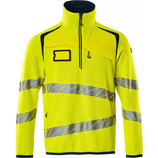 MASCOT ACCELERATE SAFE striktrøje med kort lynlås, hi-vis gul/mørk marine - L
