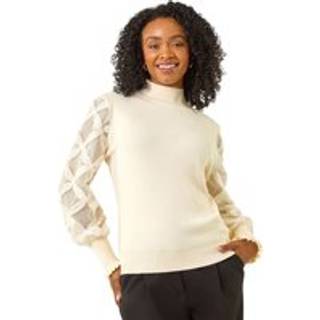 Roman Roman Cream Petite Lace Sleeve Knit Jumper
