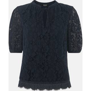 Whistles Whistles Blue Lace Tie Detail Blouse