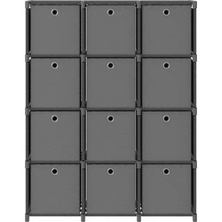 Reol Med 4 Rum 69X30X72,5 Cm Stof Grå - Yden kasser / 12 kube