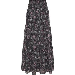 Lts Tall Black Chiffon Paisley Tiered Maxi Skirt 10 Lts | Tall Women's Midi Skirts