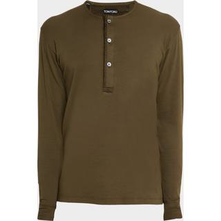 Tom Ford Ribbed-knit cotton-blend Henley shirt - green - EU 54