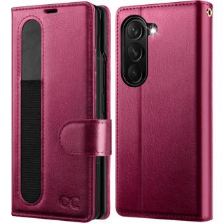 OCASE Kompatibel med Samsung Galaxy Z Fold7 Pung-etui PU-lder Flip Folio-telefoncover med kortpladser RFID-blokerende sttteben og hndledsstrop