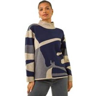 Roman Roman abstrakt striktrøje med høj hals