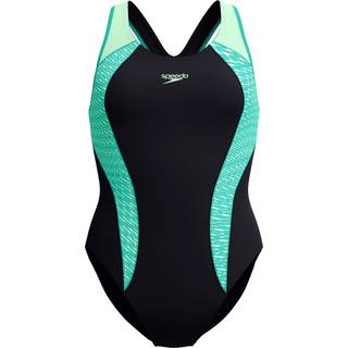 Speedo Women's Placement Laneback Badedragt Damer størrelse 34 farve sort