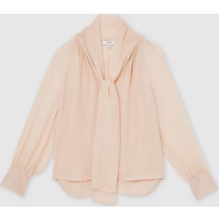 Reiss Reiss Pale Pink Tina Silk-Blend Chiffon Tie-Neck Blouse