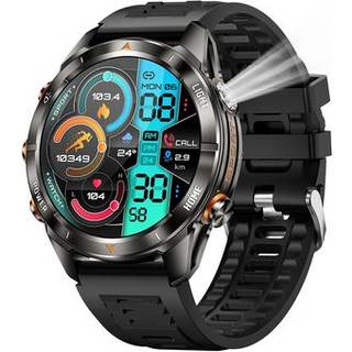 KT80 Sports Smart Watch - 3ATM vandtæt, Bluetooth-opkald, 1.46 HD-berøringsskærm, integreret lommelygte - Sort